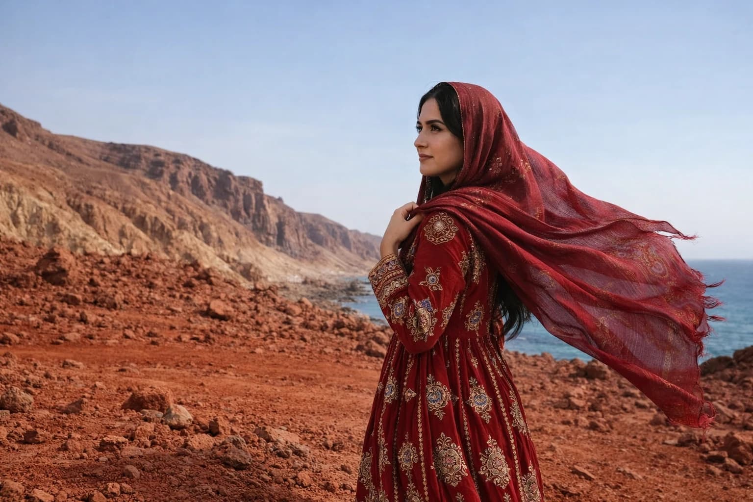 هرمز با لباس قرمز سرپا