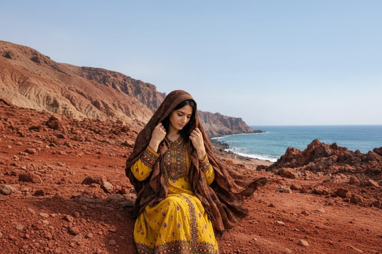 هرمز با لباس زرد نشسته